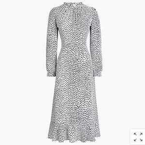 Ruffle-neck leopard peasant dress NWT